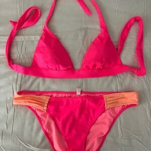 Vibrant Pink and Orange Bikini Set